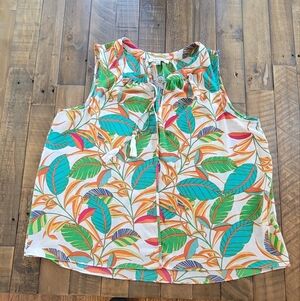 Rose + Olive tropical print blouse